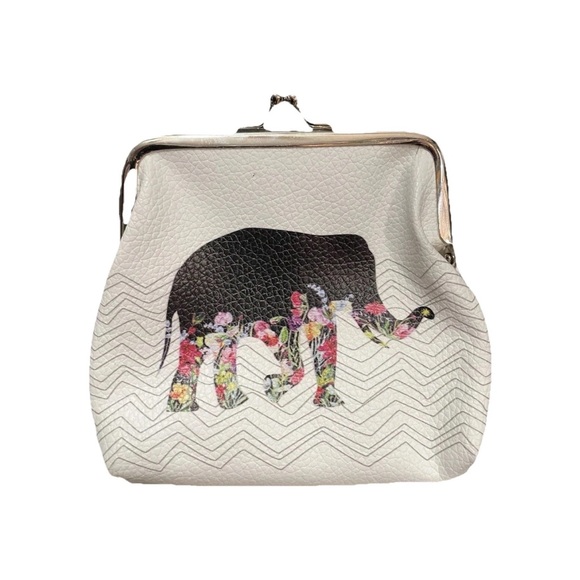 Source Unknown Handbags - Elegant White Elephant Print Women's Coin Purse/Wallet